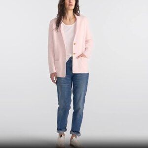 Women's Fine Gauge Cotton Button Front Blazer Sweater MEDIUM TALL